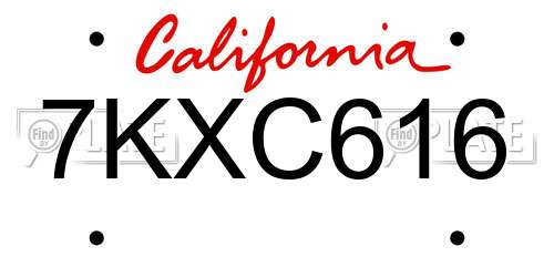 7KXC616 California License Plate