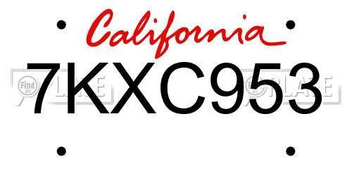 7KXC953 California License Plate