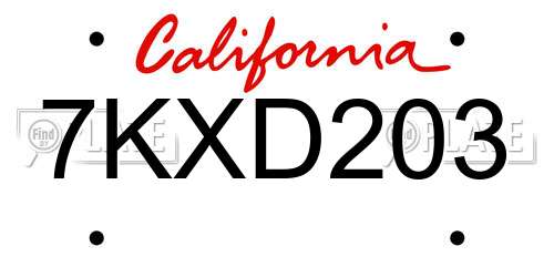 7KXD203 California License Plate