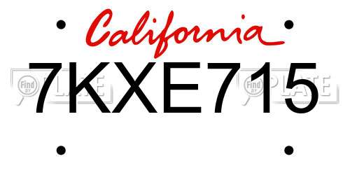 7KXE715 California License Plate