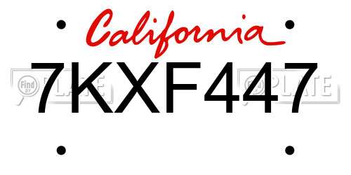 7KXF447 California License Plate