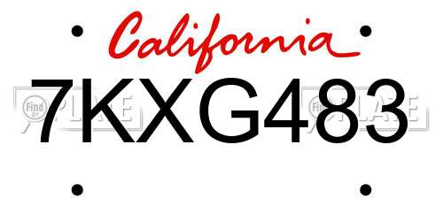 7KXG483 California License Plate