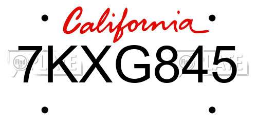 7KXG845 California License Plate