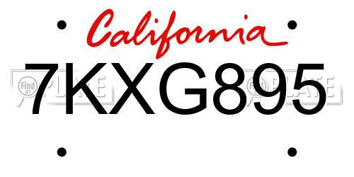 7KXG895 California License Plate