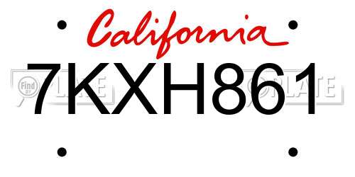 7KXH861 California License Plate