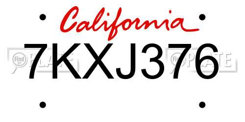 7KXJ376 California License Plate