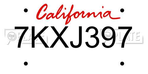 7KXJ397 California License Plate