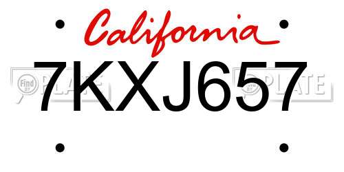 7KXJ657 California License Plate