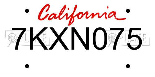7KXN075 California License Plate