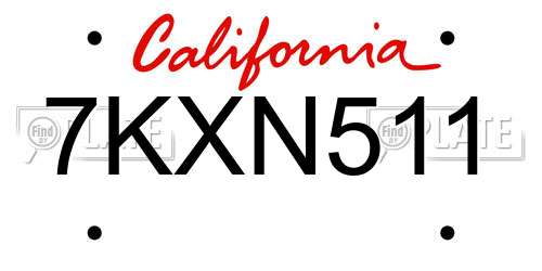7KXN511 California License Plate