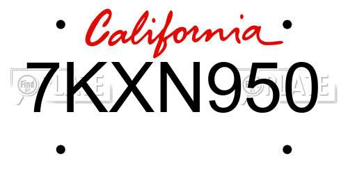 7KXN950 California License Plate