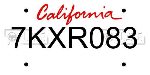 7KXR083 California License Plate