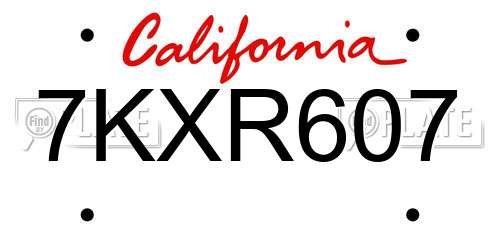 7KXR607 California License Plate