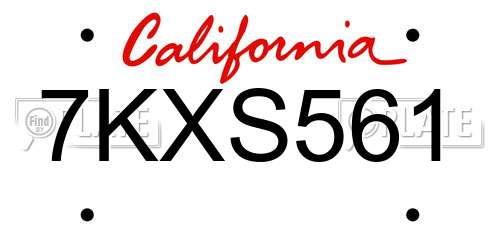 7KXS561 California License Plate