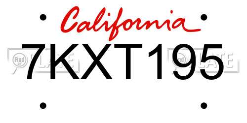7KXT195 California License Plate