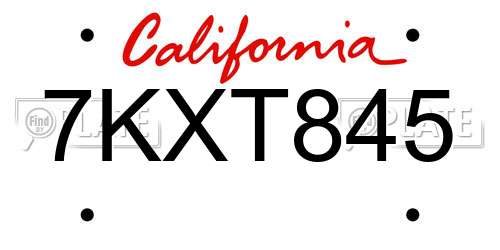 7KXT845 California License Plate