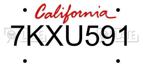 7KXU591 California License Plate