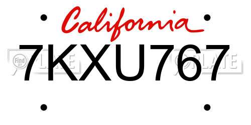 7KXU767 California License Plate
