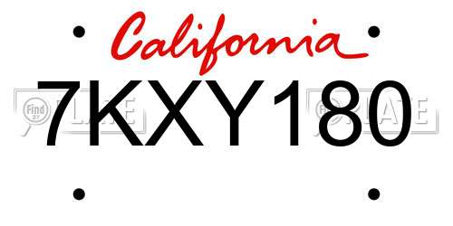 7KXY180 California License Plate