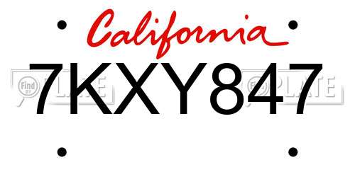 7KXY847 California License Plate