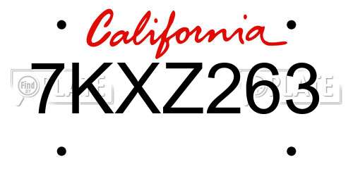 7KXZ263 California License Plate