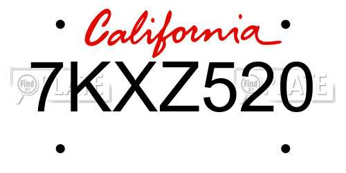 7KXZ520 California License Plate