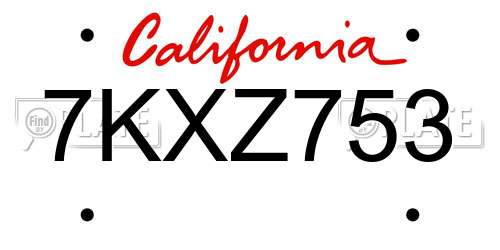 7KXZ753 California License Plate