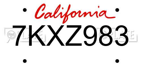 7KXZ983 California License Plate