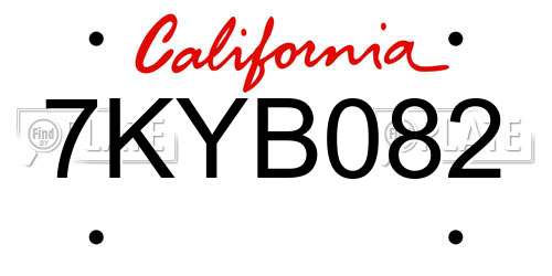 7KYB082 California License Plate