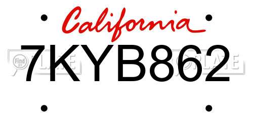 7KYB862 California License Plate