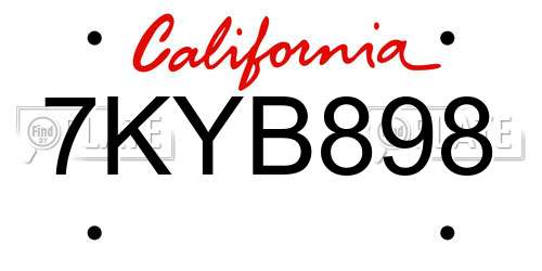 7KYB898 California License Plate