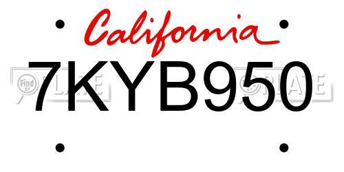 7KYB950 California License Plate