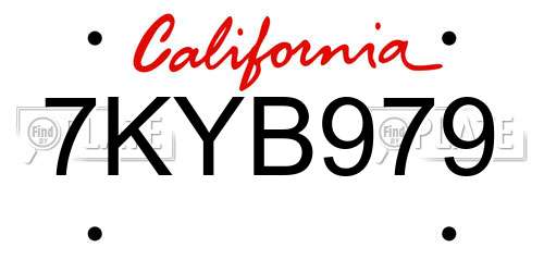 7KYB979 California License Plate