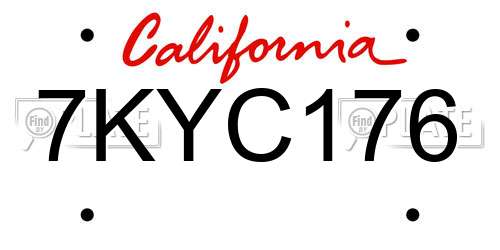 7KYC176 California License Plate