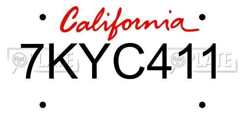 7KYC411 California License Plate