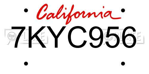7KYC956 California License Plate