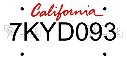 7KYD093 California License Plate