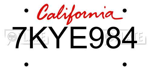 7KYE984 California License Plate