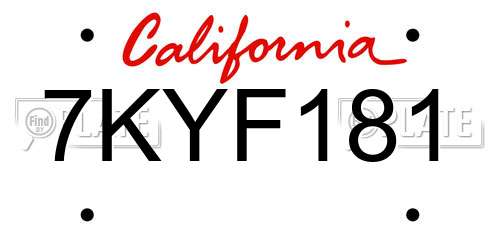 7KYF181 California License Plate