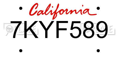 7KYF589 California License Plate