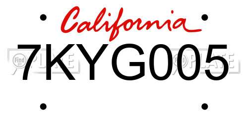 7KYG005 California License Plate