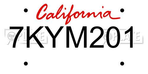 7KYM201 California License Plate
