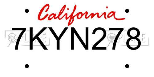 7KYN278 California License Plate