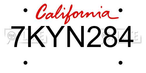 7KYN284 California License Plate