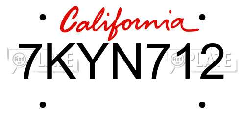 7KYN712 California License Plate