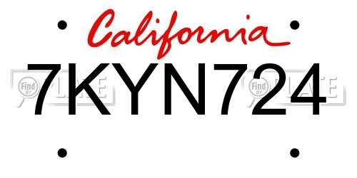 7KYN724 California License Plate