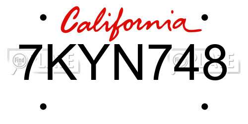 7KYN748 California License Plate