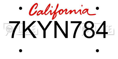 7KYN784 California License Plate