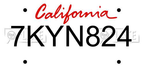 7KYN824 California License Plate