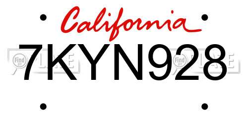 7KYN928 California License Plate